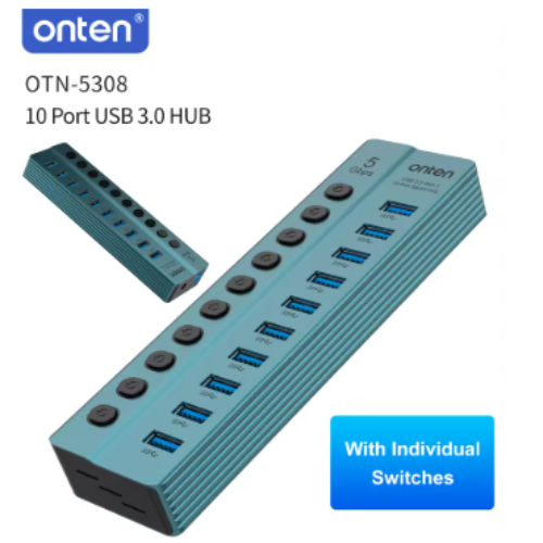ONTEN Original OTN-5308 10 Port USB 3.0 HUB With Individual Power Switches